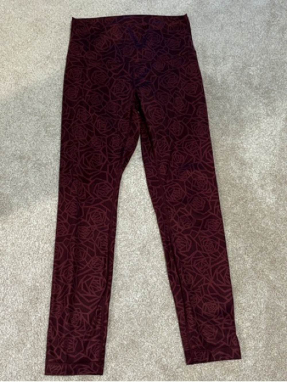 lululemon athletica Burgundy Rose-Pattern High-Rise Leggings
